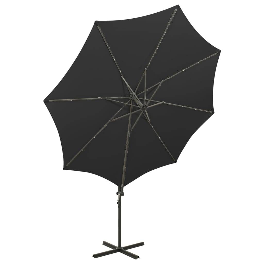 Helloshop26 - Parasol meuble de jardin déporté avec mât et lumières led 300 cm noir - Imagen 5