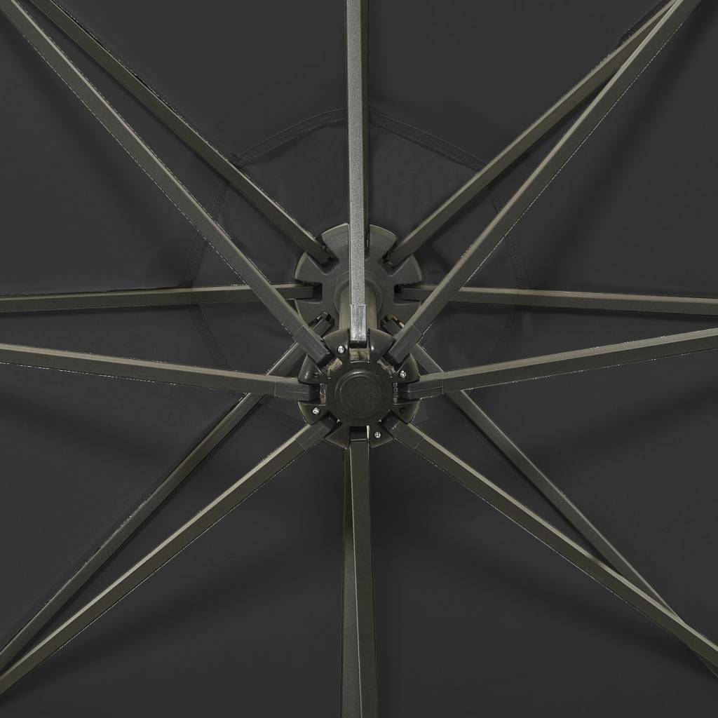 Helloshop26 - Parasol meuble de jardin déporté avec mât et lumières led 300 cm noir - Imagen 7