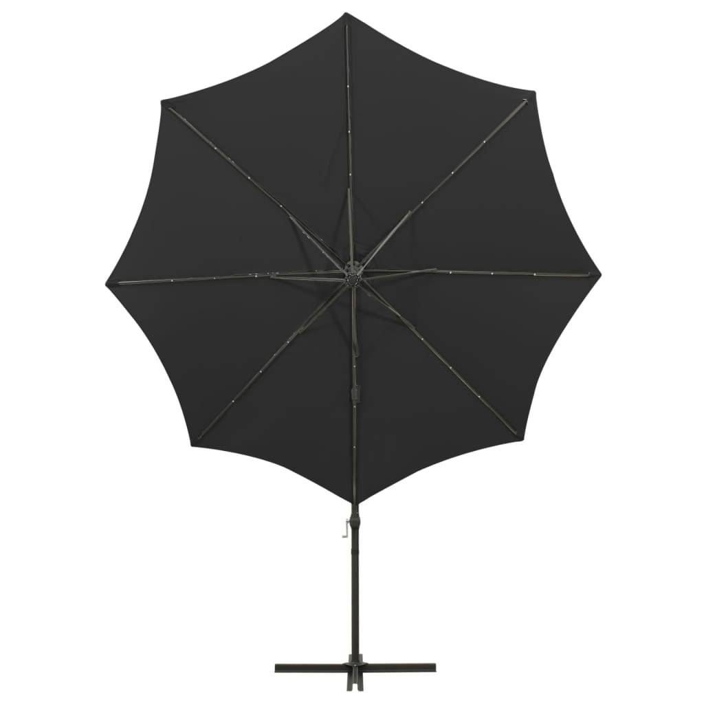 Helloshop26 - Parasol meuble de jardin déporté avec mât et lumières led 300 cm noir - Imagen 6