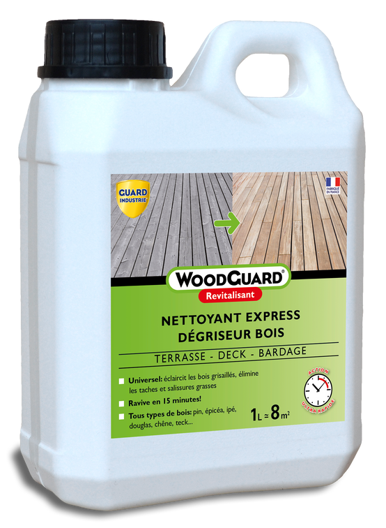 Dégriseur Nettoyant Bois WoodGuard Revitalisant Redonne Couleurs au Bois Efficace en 15 Minutes 1L 8m² - Image 1