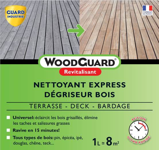 Dégriseur Nettoyant Bois WoodGuard Revitalisant Redonne Couleurs au Bois Efficace en 15 Minutes 1L 8m² - Image 5