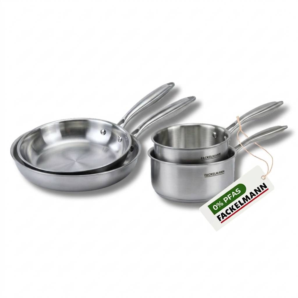 Batterie de cuisine avec 2 poêles 24/26 cm et 3 casseroles 14/18 cm en inox sans PFAS Fackelmann Vita3 - Image 1