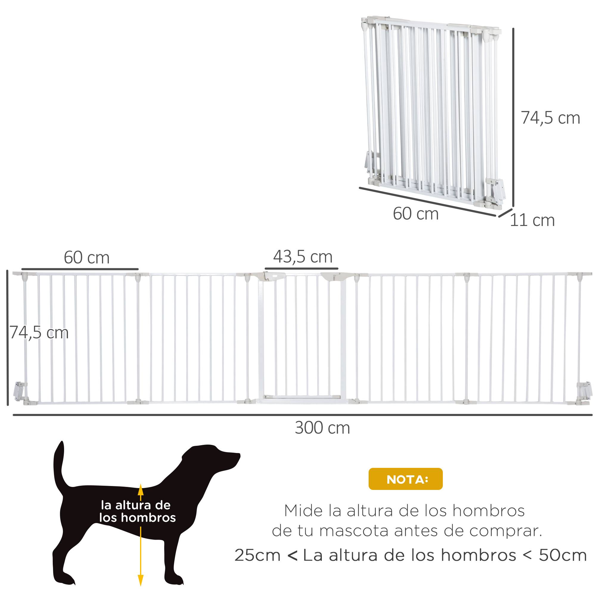 Barrière de sécurité pliable à 5 panneaux pour animaux de compagnie, 300 cm, avec verrouillage intelligent, pour escaliers et couloirs, blanche. - Image 5