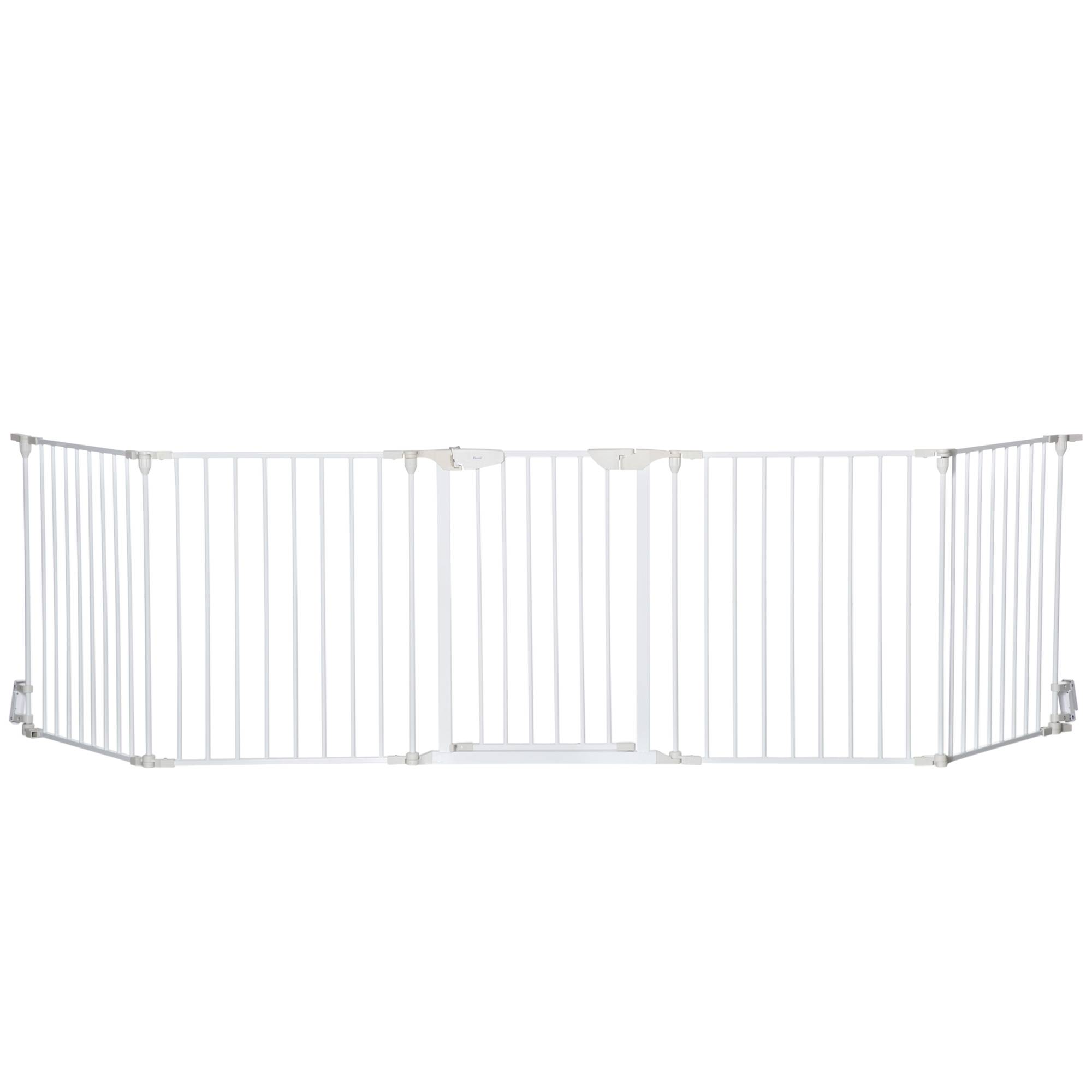 Barrière de sécurité pliable à 5 panneaux pour animaux de compagnie, 300 cm, avec verrouillage intelligent, pour escaliers et couloirs, blanche. - Image 2