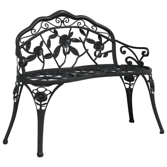 Banc de Jardin Aluminium Coulé Style Romantique Tulipe pour Patio Noir 100cm – ComfortXL Outdoor Living - Image 2