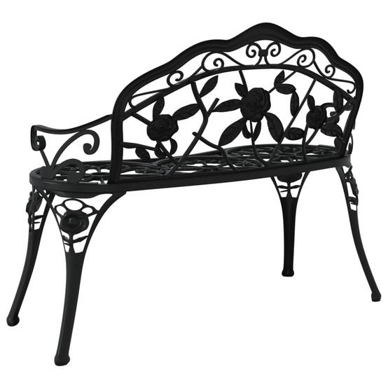 Banc de Jardin Aluminium Coulé Style Romantique Tulipe pour Patio Noir 100cm – ComfortXL Outdoor Living - Image 5