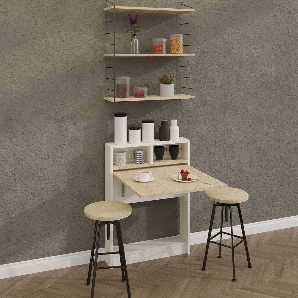 Hanah Home - Table de cuisine pliante avec rangements Bracked - Imagen 2