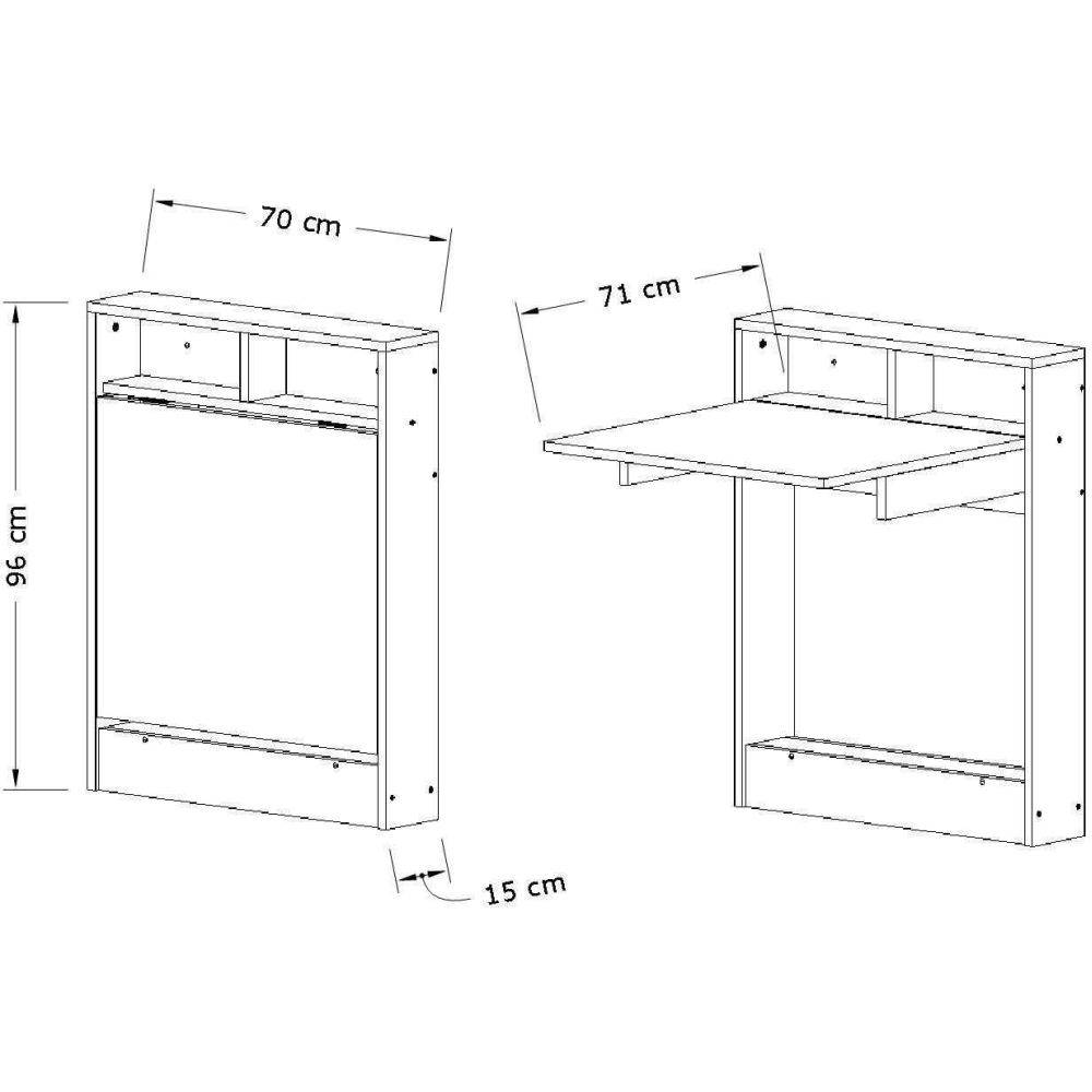 Hanah Home - Table de cuisine pliante avec rangements Bracked - Imagen 3