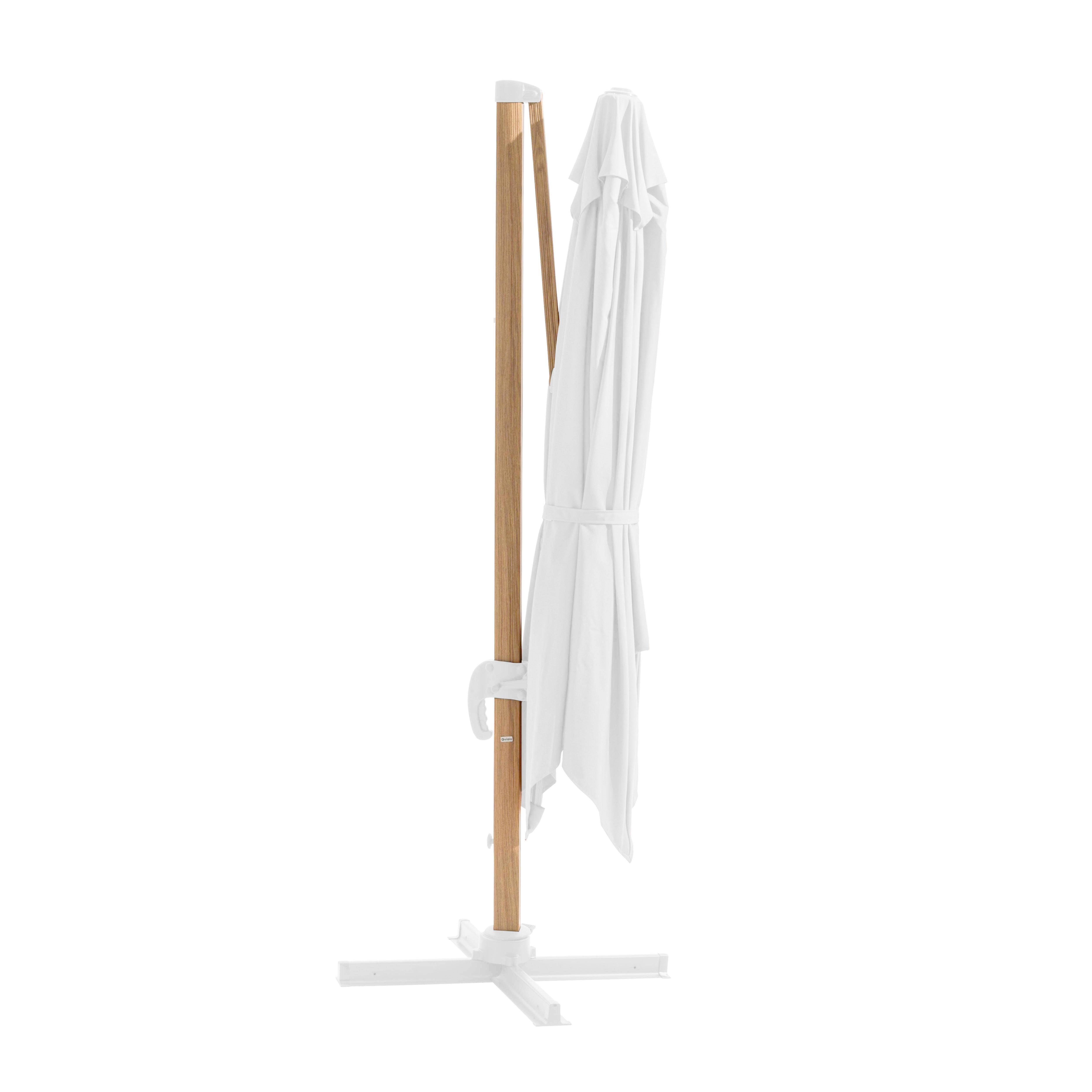 Oviala - Parasol déporté 3x3m et dalle à lester sur roues effet bois blanc Brescia - Oviala - Image 2