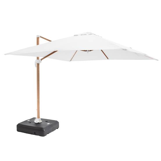 Oviala - Parasol déporté 3x3m et dalle à lester sur roues effet bois blanc Brescia - Oviala - Image 1