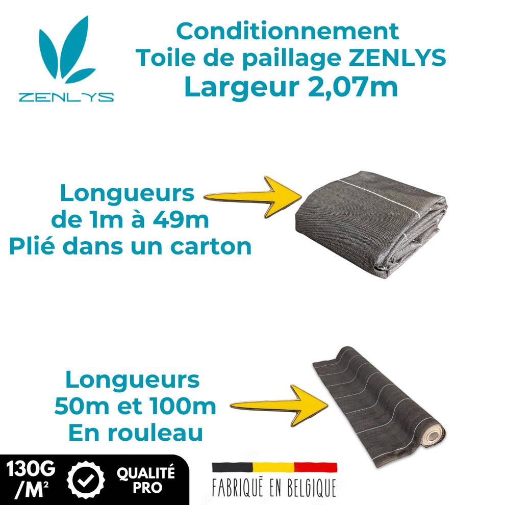 Toile de paillage tissée 130g m2 Vente au mètre Largeur 2,07m Anti-Mauvaises Herbe Coloris Marron Bache - Image 8
