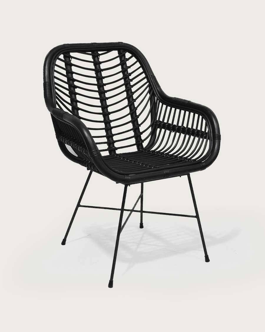 Myko - Lot de 4 chaises Myko en rotin noir - UNIQKA - Imagen 1