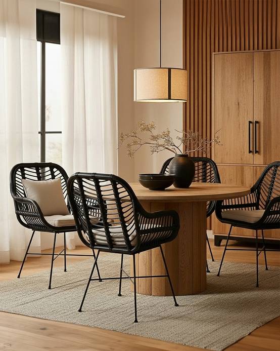 Myko - Lot de 4 chaises Myko en rotin noir - UNIQKA - Imagen 2