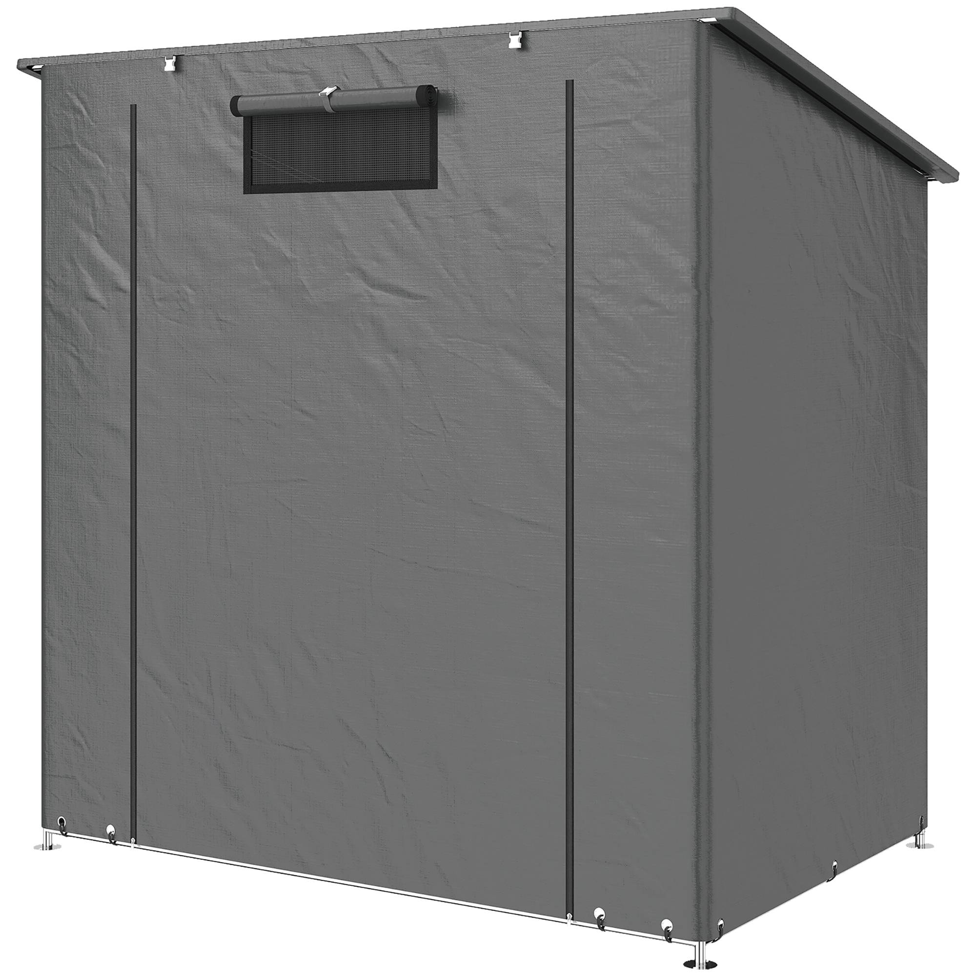 Tente garage 1,9x1,2m étanche avec porte rouleau zip fenêtre aération gris foncé - Image 2