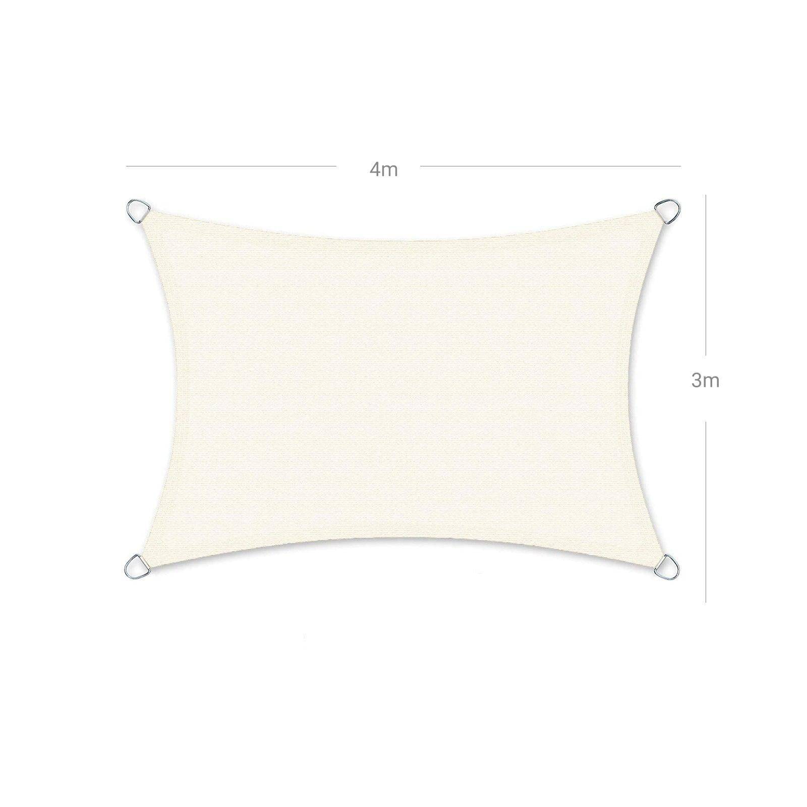 Helloshop26 - Voile d'ombrage en hdpe protection solaire protection anti uv perméable à l'air pour le jardin le balcon respirant perméable 3 x 4 m à l'eau beige - Imagen 3