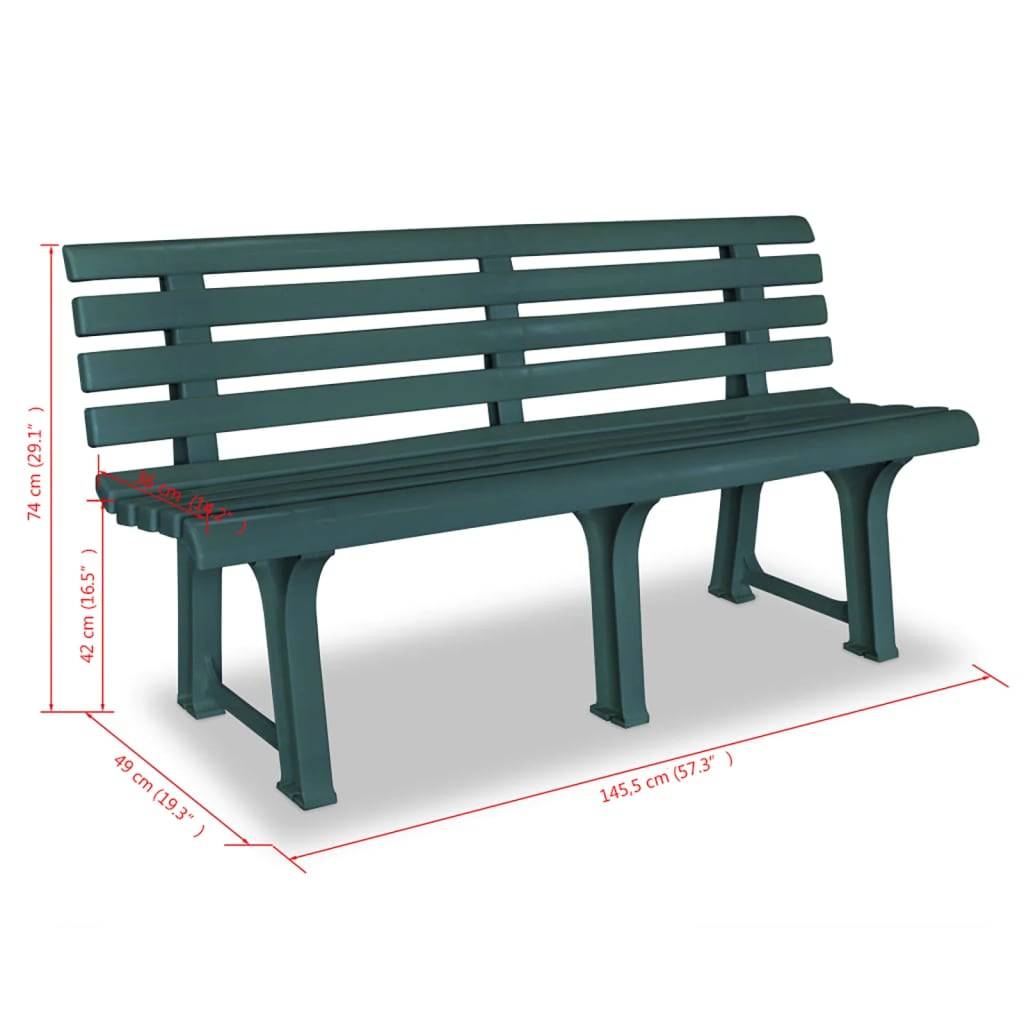 PANGIVO - Banc de jardin plastique vert 145.5 x 49 x 74 cm - PANGIVO - Image 6