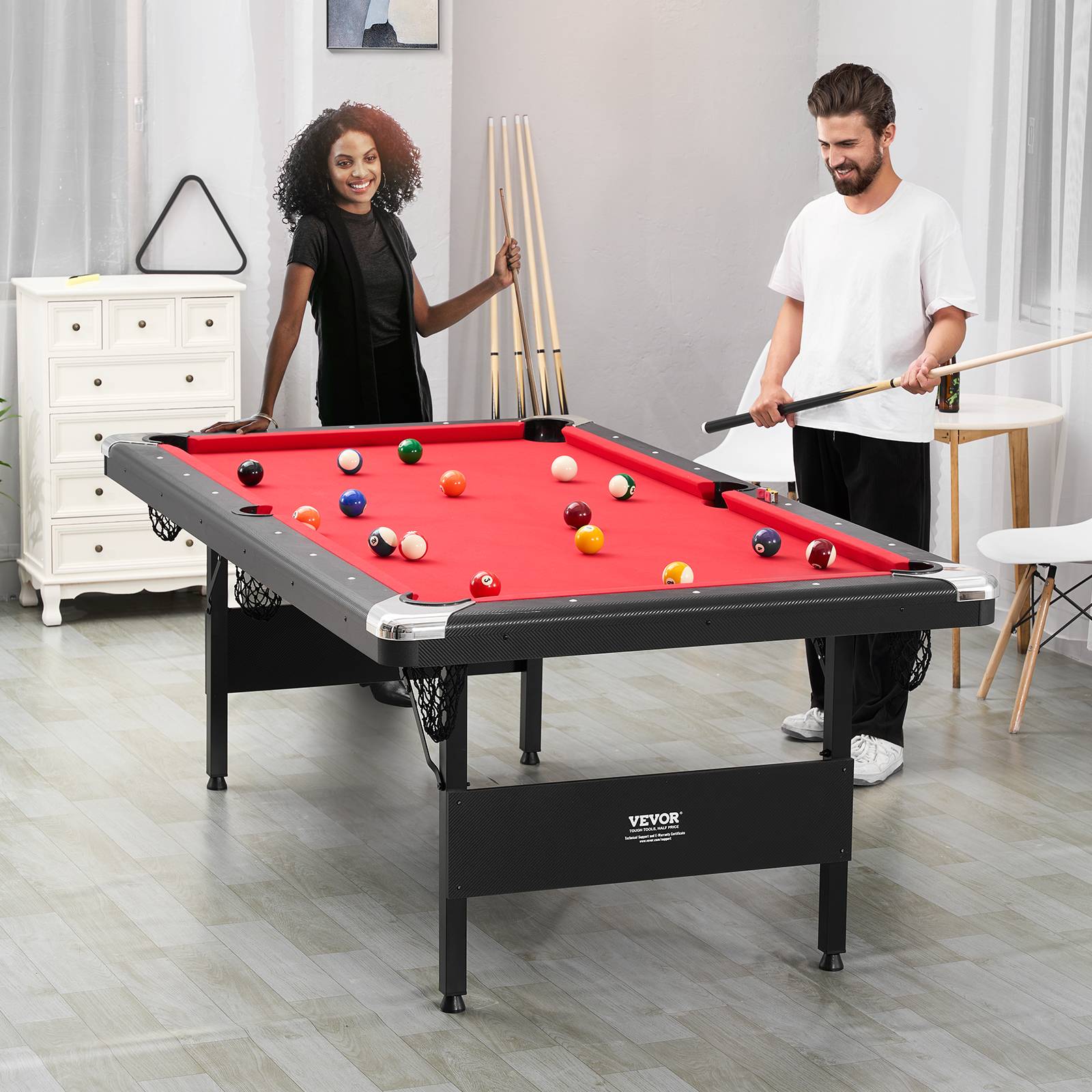VEVOR Table de billard pliable 213.4cm, kit complet avec accessoires, pour maison, club. - Image 8