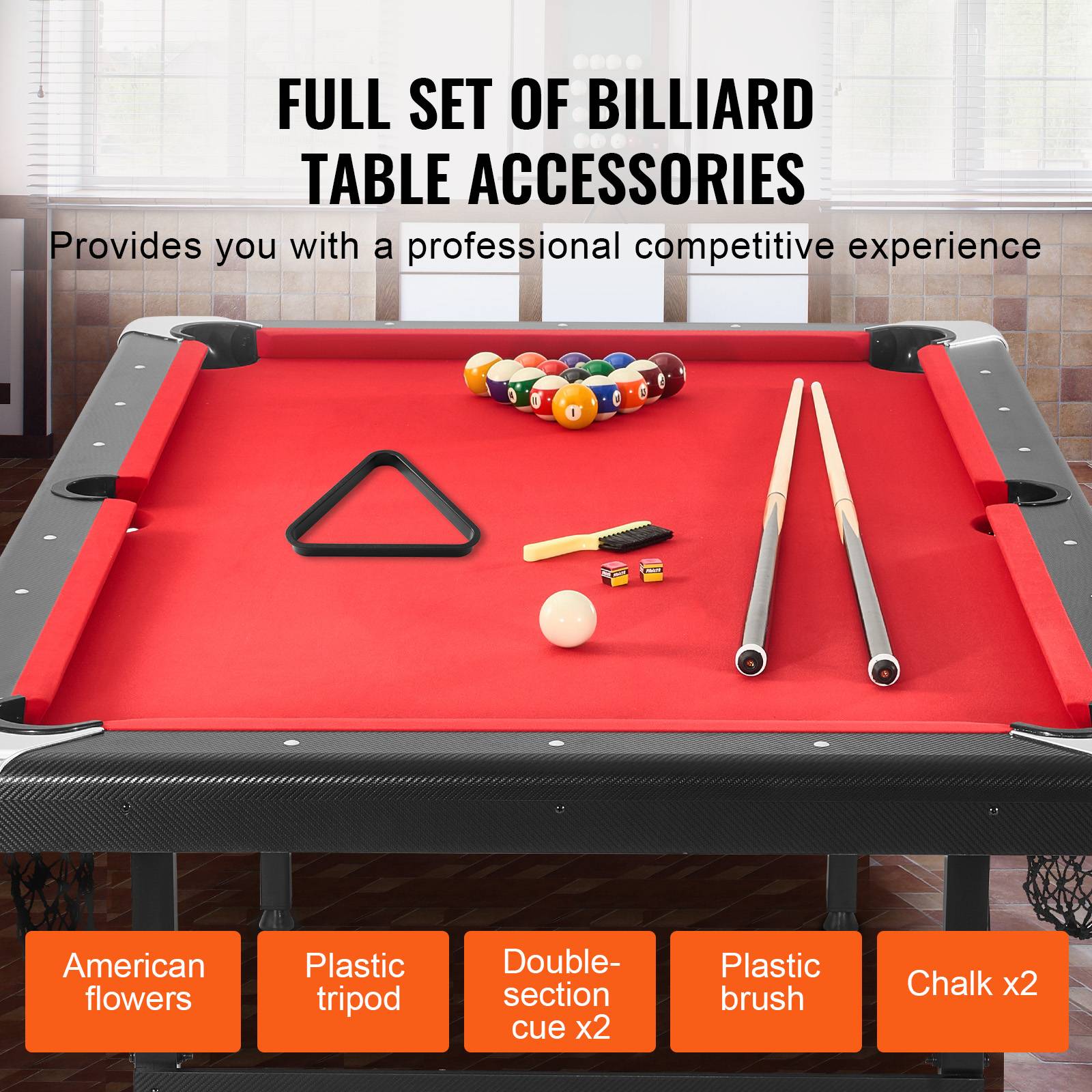 VEVOR Table de billard pliable 213.4cm, kit complet avec accessoires, pour maison, club. - Image 4