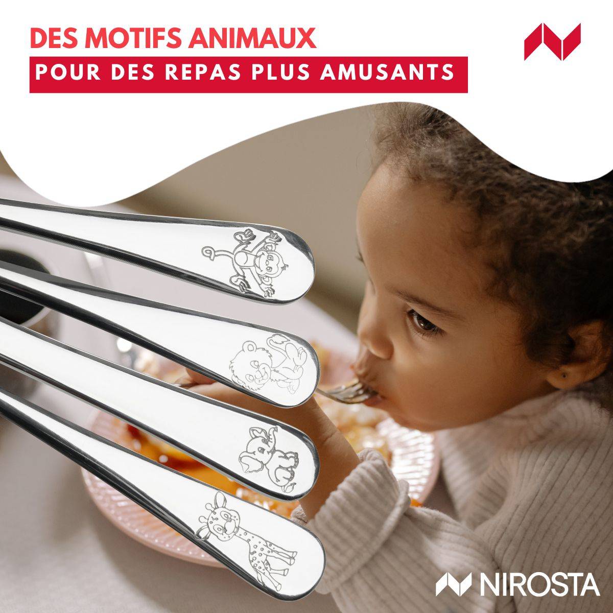 Ensemble d'argenterie 9 pièces pour enfants en acier inoxydable 410 avec fourchette, cuillère et cutter - Ustensiles ergonomiques et sûrs pour tout- petits - Motif dinosaure amusant - Passe au