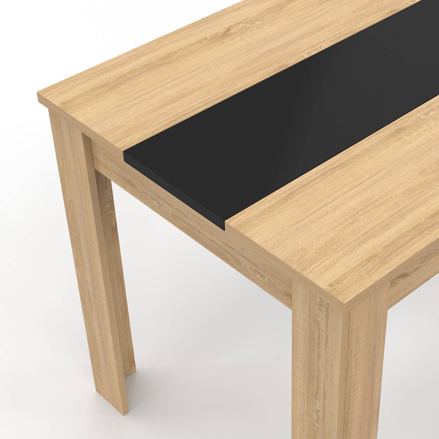 Table à manger rectangle ROZY 4 personnes façon hêtre et noire 110 cm - Image 5
