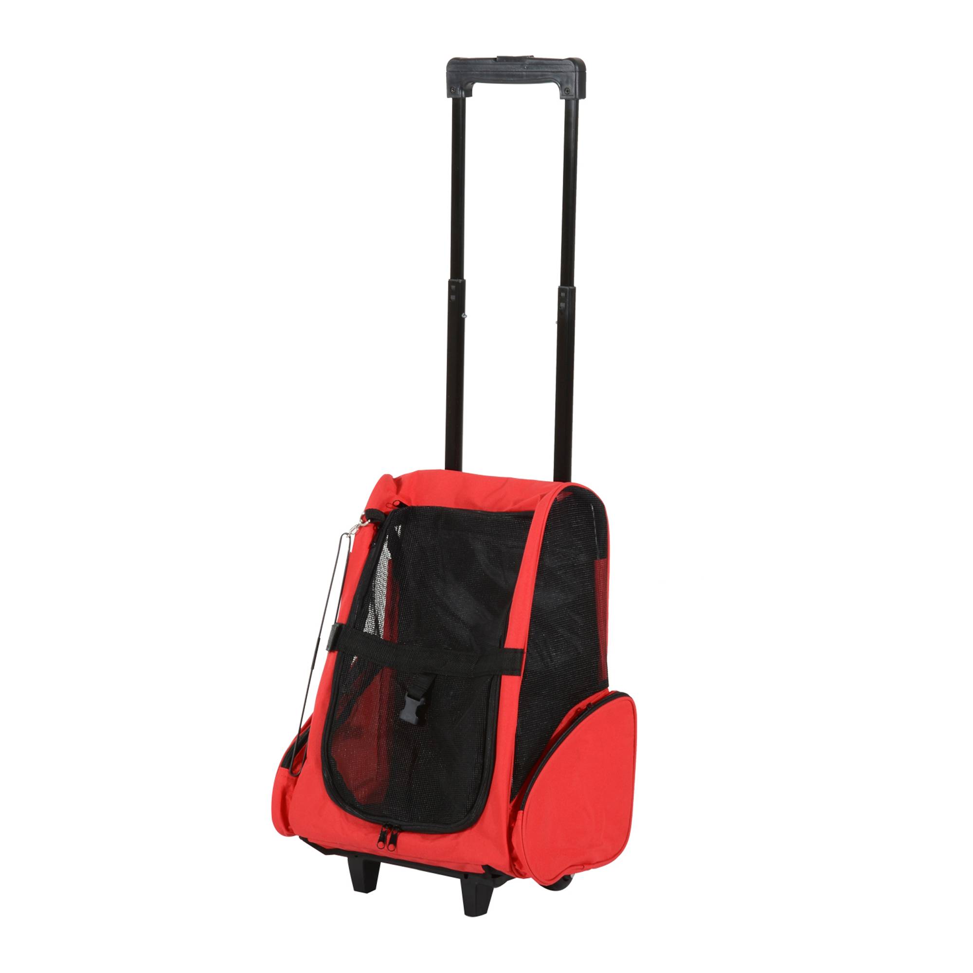 Sac à dos de transport trolley pour chien chat en métal Oxford aéré rouge 55cm - ComfortXL Outdoor Living - Image 2