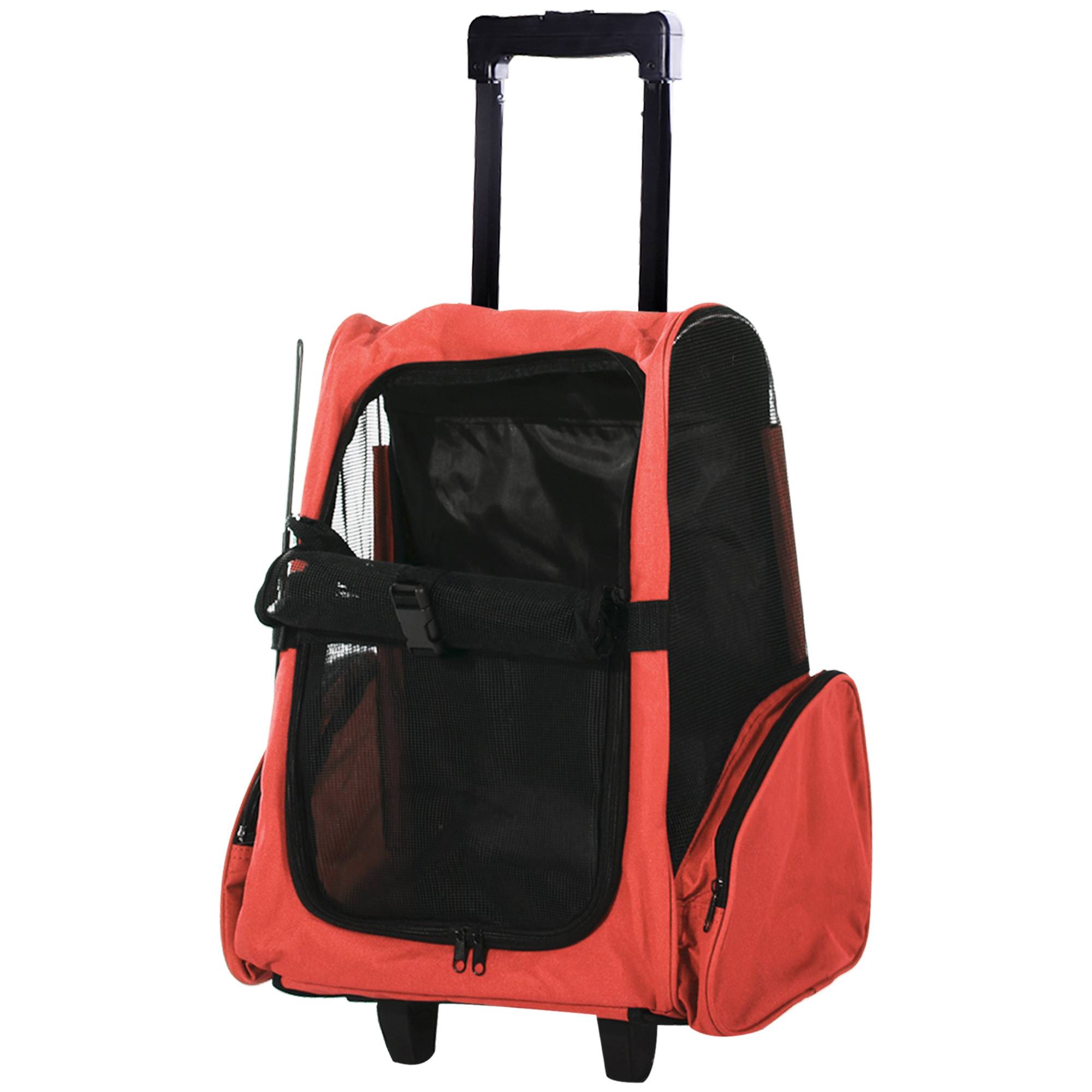 Sac à dos de transport trolley pour chien chat en métal Oxford aéré rouge 55cm - ComfortXL Outdoor Living - Image 1