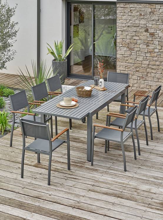 Ensemble repas de jardin ORSINO 8 places - GRIS ANTHRACITE - REMARQUABLE - Image 2