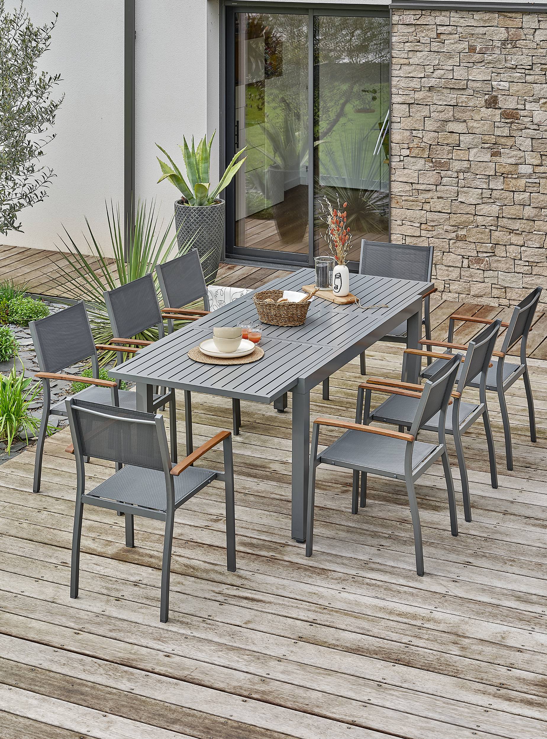 Ensemble repas de jardin ORSINO 8 places - GRIS ANTHRACITE - REMARQUABLE - Image 2