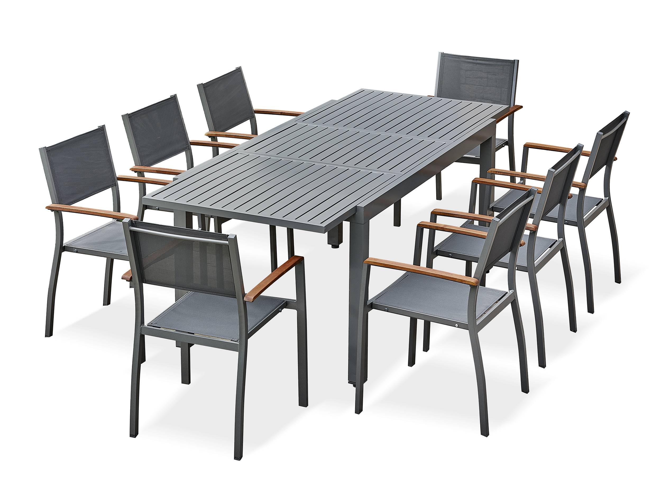 Ensemble repas de jardin ORSINO 8 places - GRIS ANTHRACITE - REMARQUABLE - Image 1