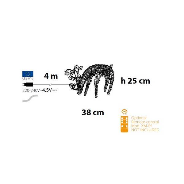 Lotti - Renne lumineux de noël qui broute 3D métallique cuivré H:25cm 100 micro LED blanc chaud H25cm Lotti - Imagen 3