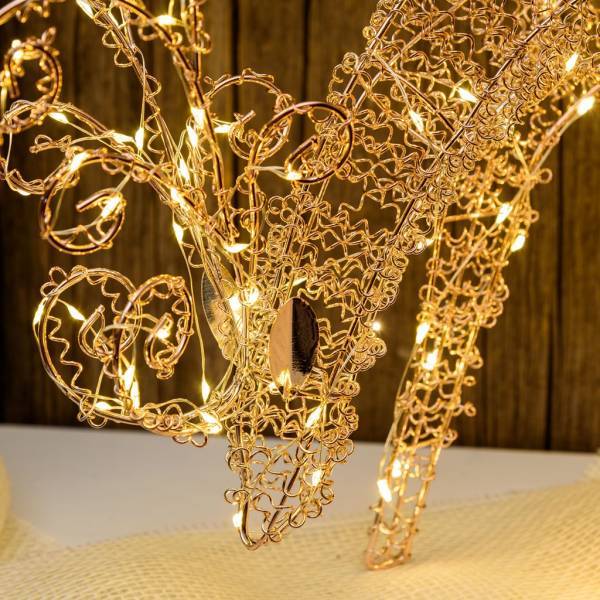 Lotti - Renne lumineux de noël qui broute 3D métallique cuivré H:25cm 100 micro LED blanc chaud H25cm Lotti - Imagen 9