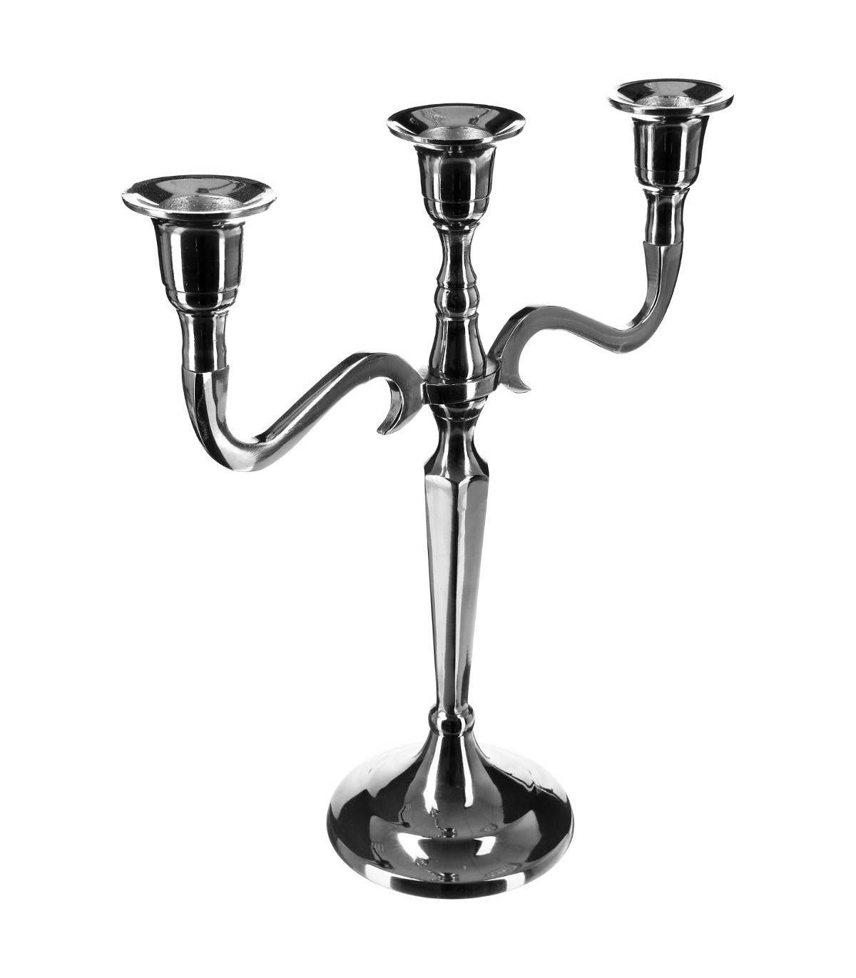 Bougeoir Chandelier 3 têtes en Métal Argent H 26 cm - Image 1