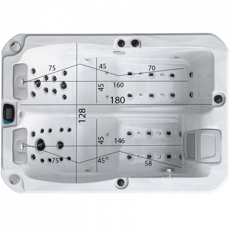 Spa 2 places allongées Archipel® GT2 BLANC NACRE LED - Thérapeutique Balboa 210x148 - Image 10