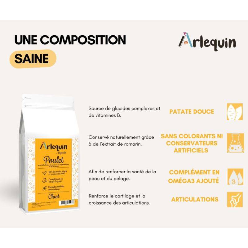CROQUETTE CHIEN SANS CÉRÉALES ARLEQUIN ORIGINELLE POULET 12 kg - Imagen 2