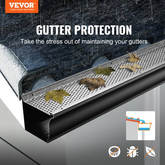 Vevor - VEVOR Grille protection gouttière 127 mm, alu, 26 pièces, longueur totale 31,7 m. Anti-feuilles, trou 4 mm. - Image 2