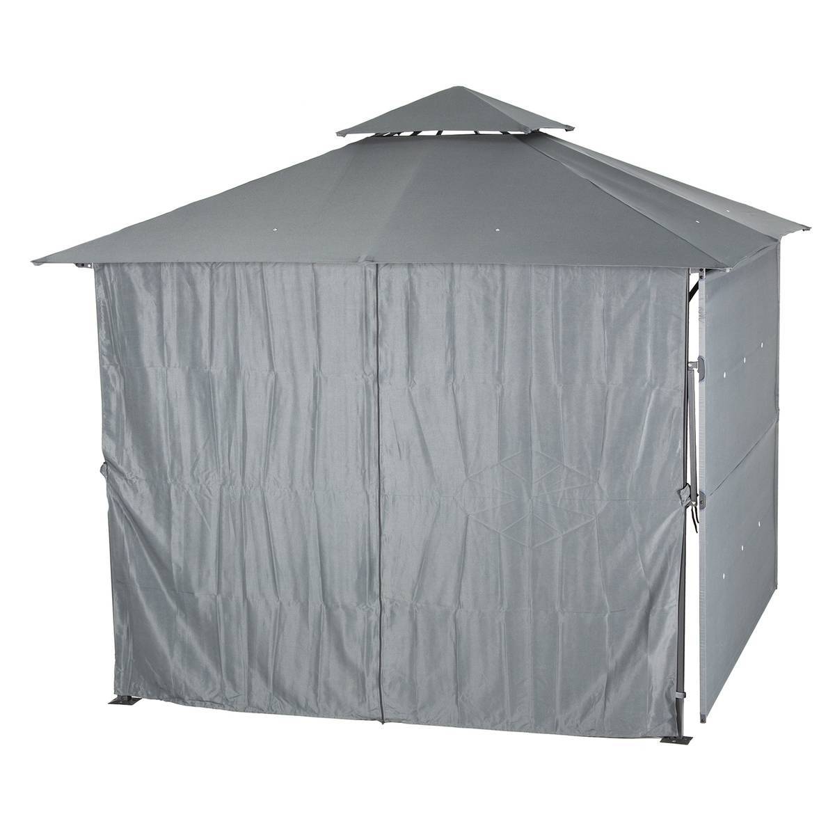Hesperide - Rideaux pour tonnelle "Amalya" ardoise 3x3m en polyester Hespéride - Image 1