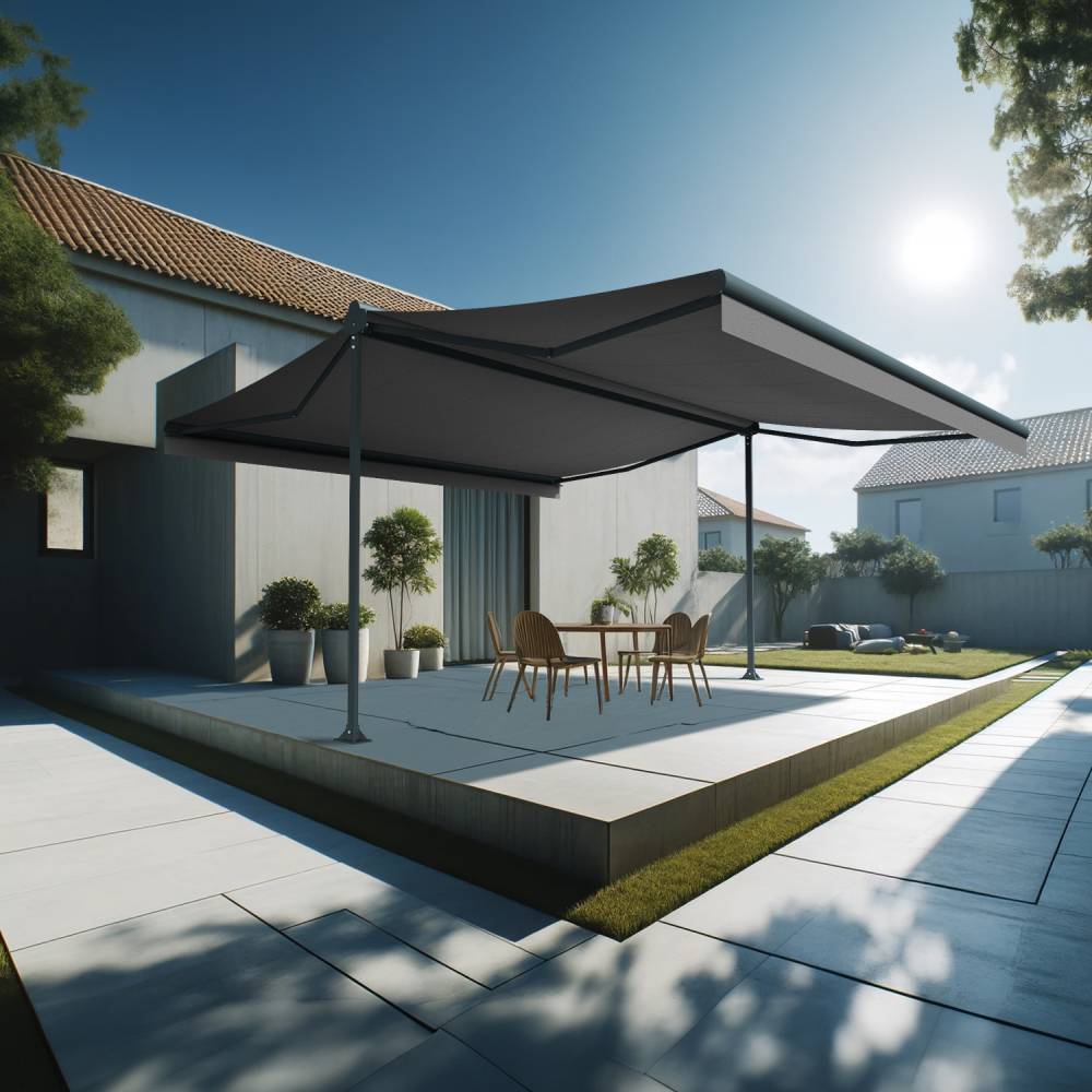 Intersun - Store banne double pente ENARGITE 6,00x2x3,00 M (Manuelle - Gris Anthracite - Gris Graphite) - INTERSUN - Imagen 2