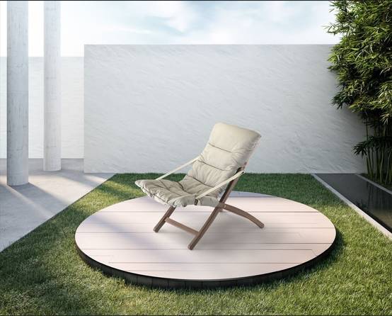 Fiam - Chaise Relax LINDA SOFT Bois d'Hêtre Oléfine BLANC BEIGE 89/96x61x92/102 cm FIAM - Image 3