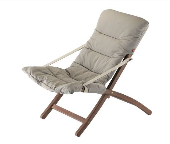 Fiam - Chaise Relax LINDA SOFT Bois d'Hêtre Oléfine BLANC BEIGE 89/96x61x92/102 cm FIAM - Image 1