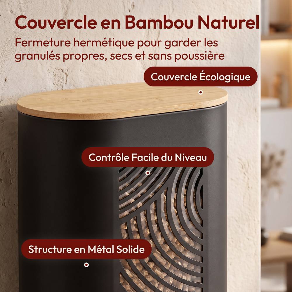 Réservoir Pellets & Granulés, Niveau Visible, 15kg, Métal Noir CASABEL - Image 5