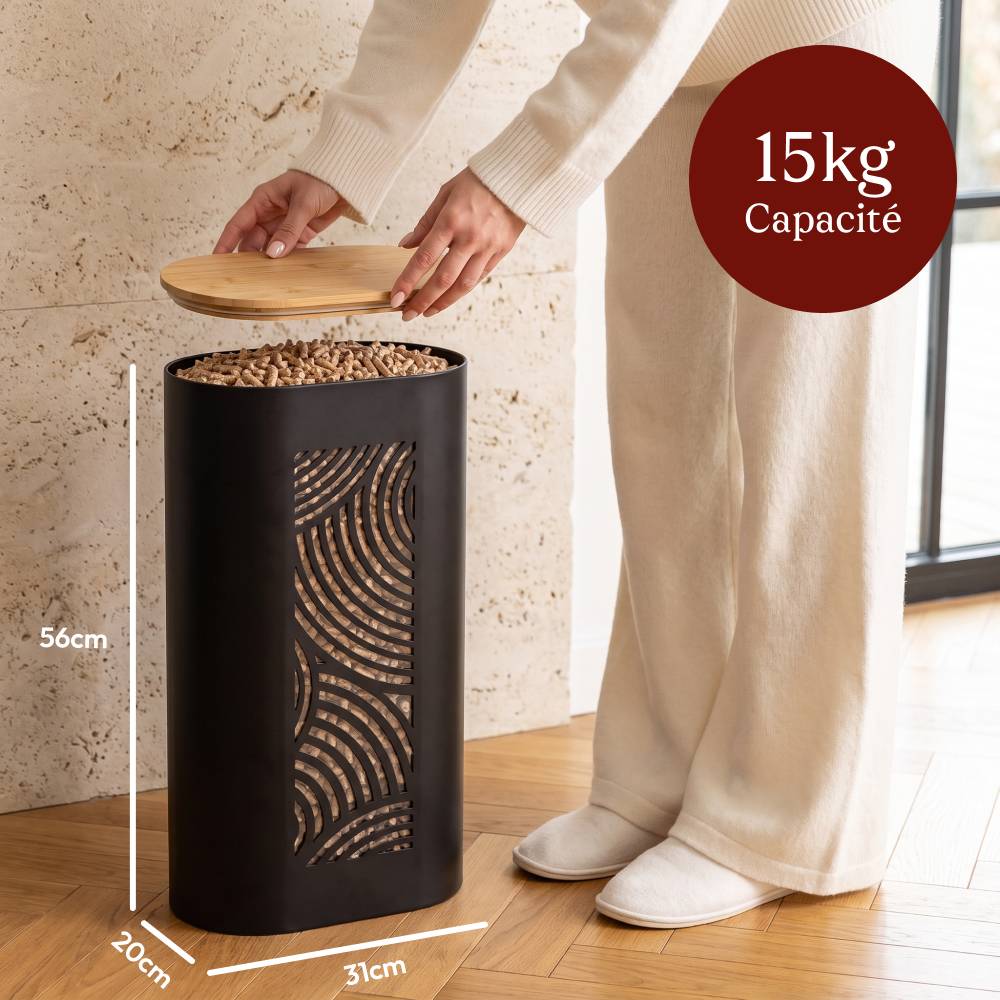 Réservoir Pellets & Granulés, Niveau Visible, 15kg, Métal Noir CASABEL - Image 2
