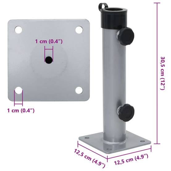 Vidaxl - Base de parasol pour mât Ø38/48 mm argenté acier vidaXL 4003374 - Image 3