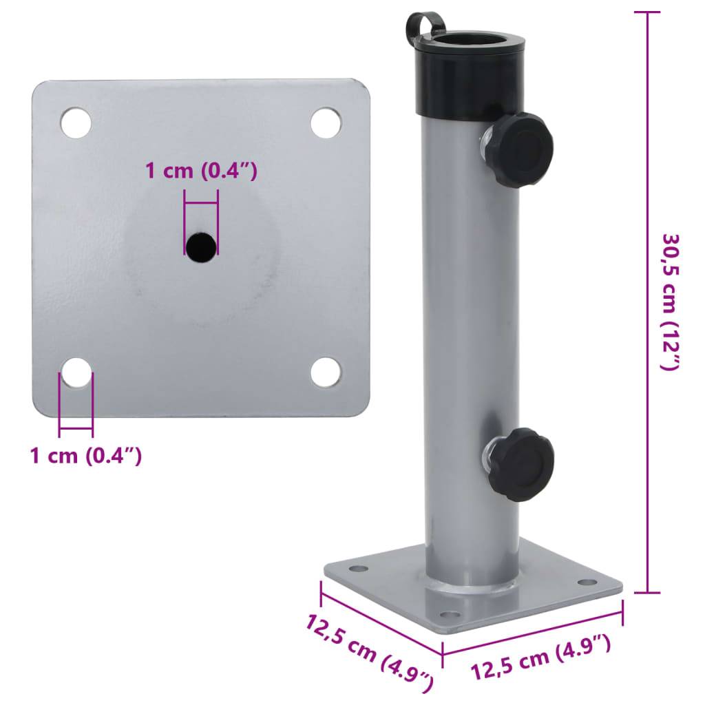Vidaxl - Base de parasol pour mât Ø38/48 mm argenté acier vidaXL 4003374 - Image 3