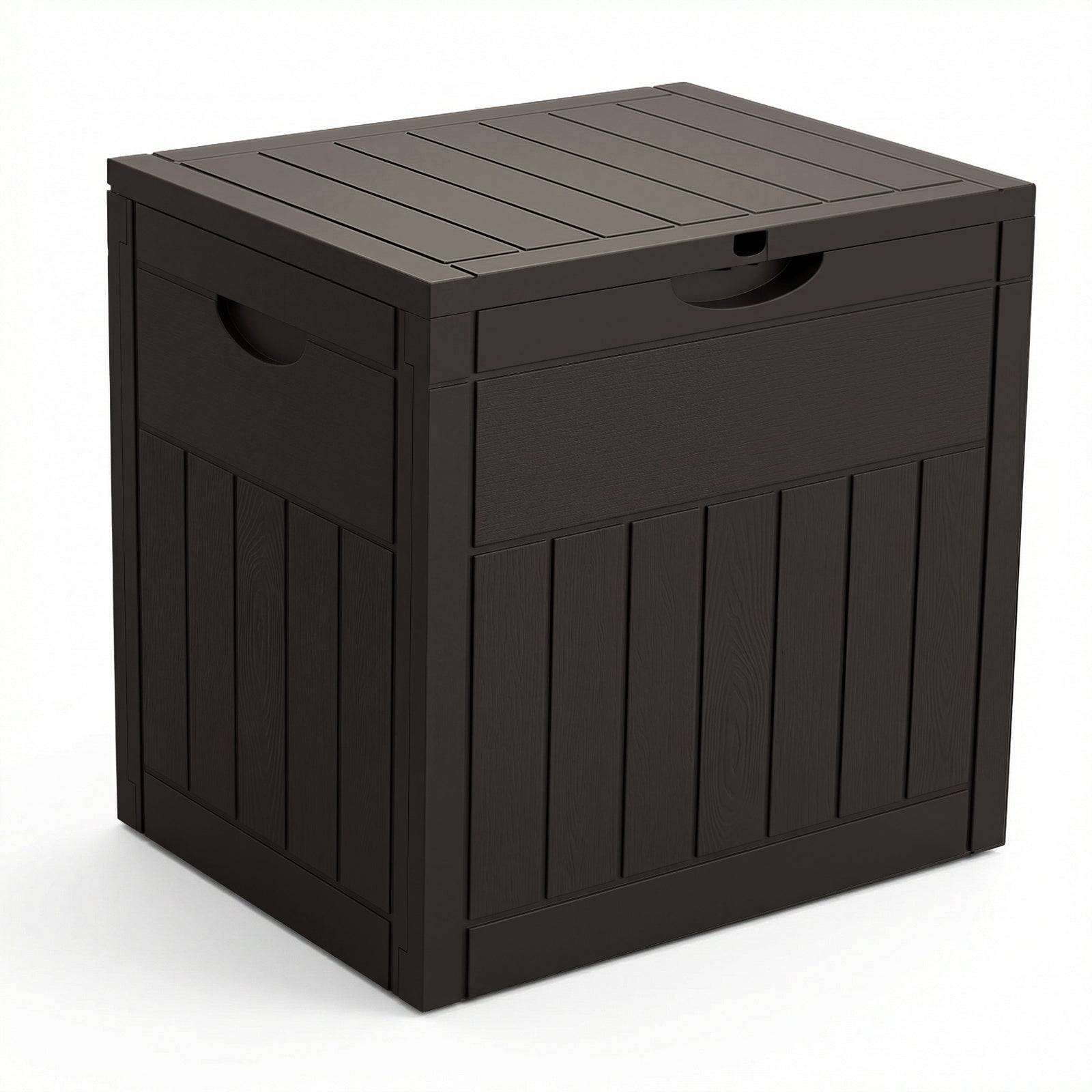 Coffre de Rangement Exterieur 126L en PP 56x43x53CM Style Bois Marron - Image 1
