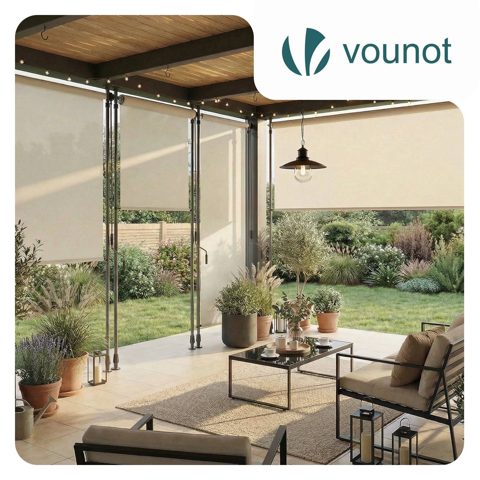 Store vertical sans percage extensible exterieur 150x310cm polyester beige - Image 7