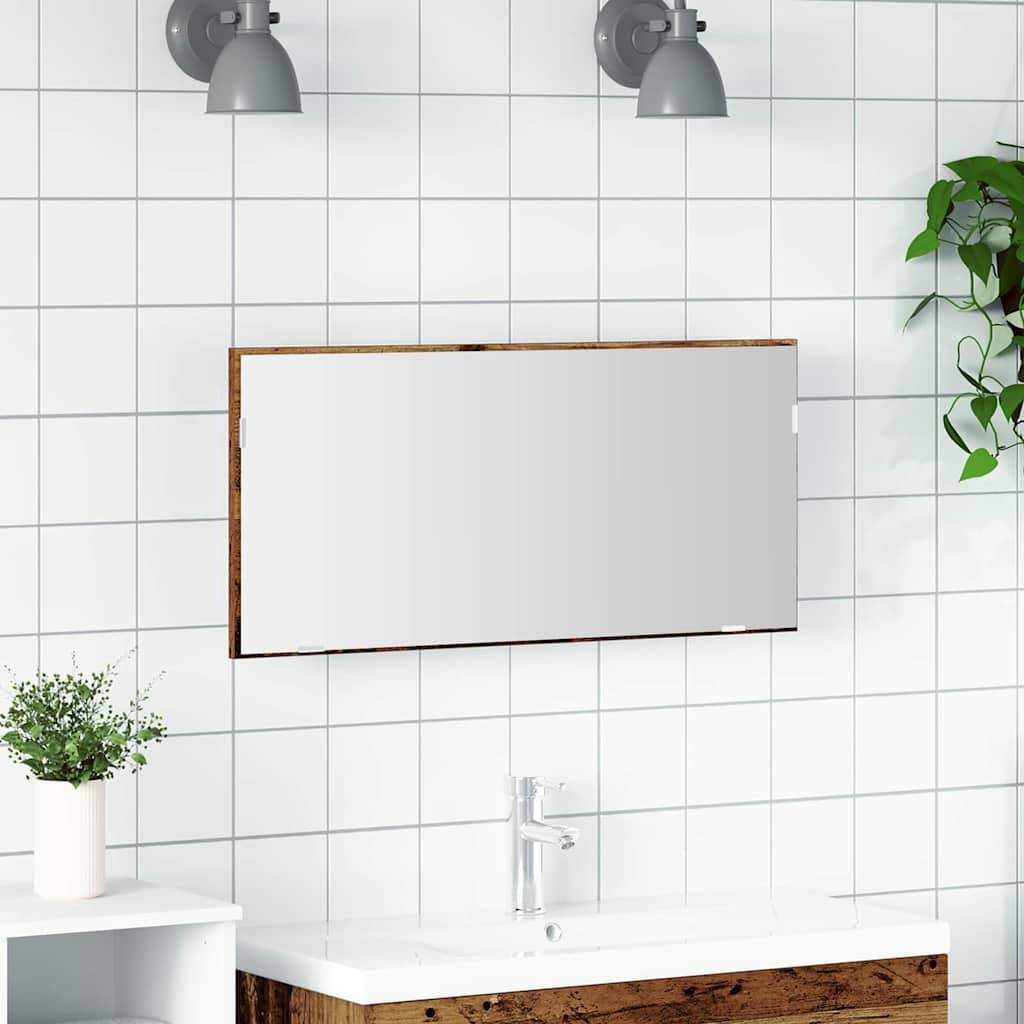 Miroir Bois ancien 80 x 37 cm Verre et Bois Ingénierie Maison Chic - Image 2
