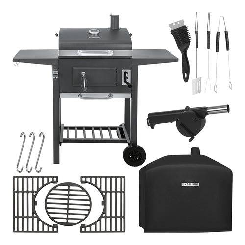 Barbecue de jardin avec couvercle 105x110x50cm accessoires et souffleur inclus - Image 5