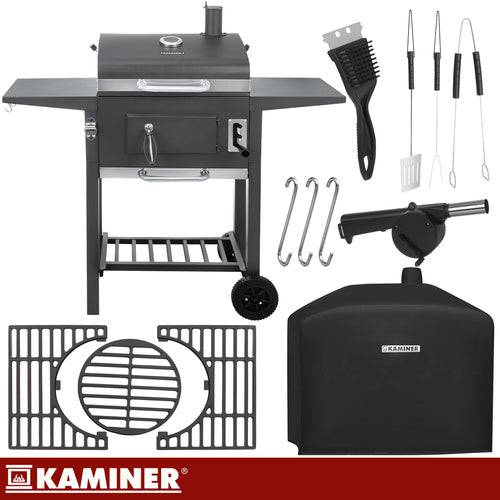 Barbecue de jardin avec couvercle 105x110x50cm accessoires et souffleur inclus - Image 3