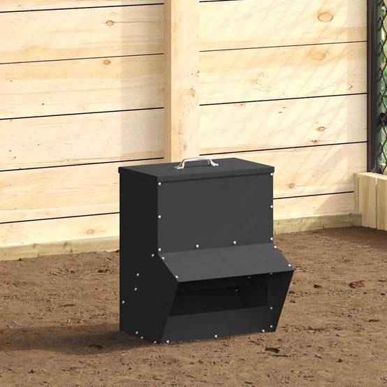 Mangeoire Compacte Acier Poule Design 2kg Noir - ComfortXL Outdoor Living - Image 1