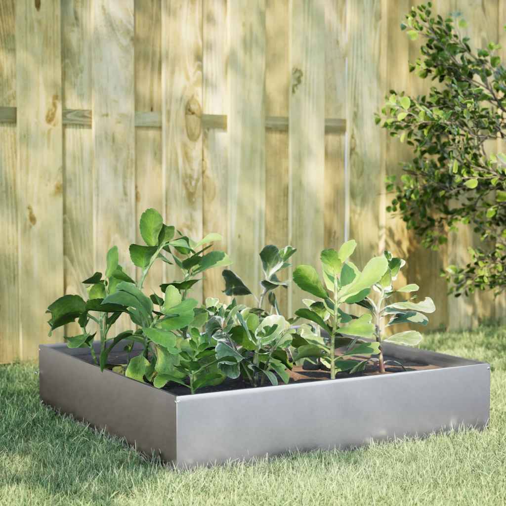 ComfortXL - Carré potager surélevé en acier galvanisé pour jardin Argenté 100x100x33,5 cm – ComfortXL Outdoor Living - Image 1